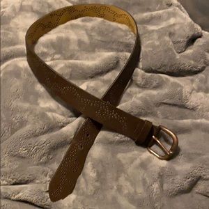 Brown leather belt with design